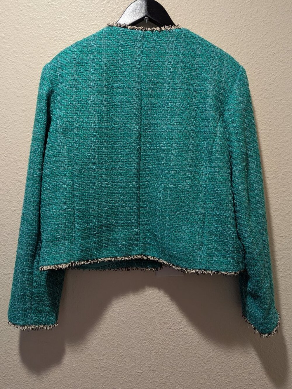 H&M Green Tweed Jacket Gold Buttons Size M - Picture 9 of 11